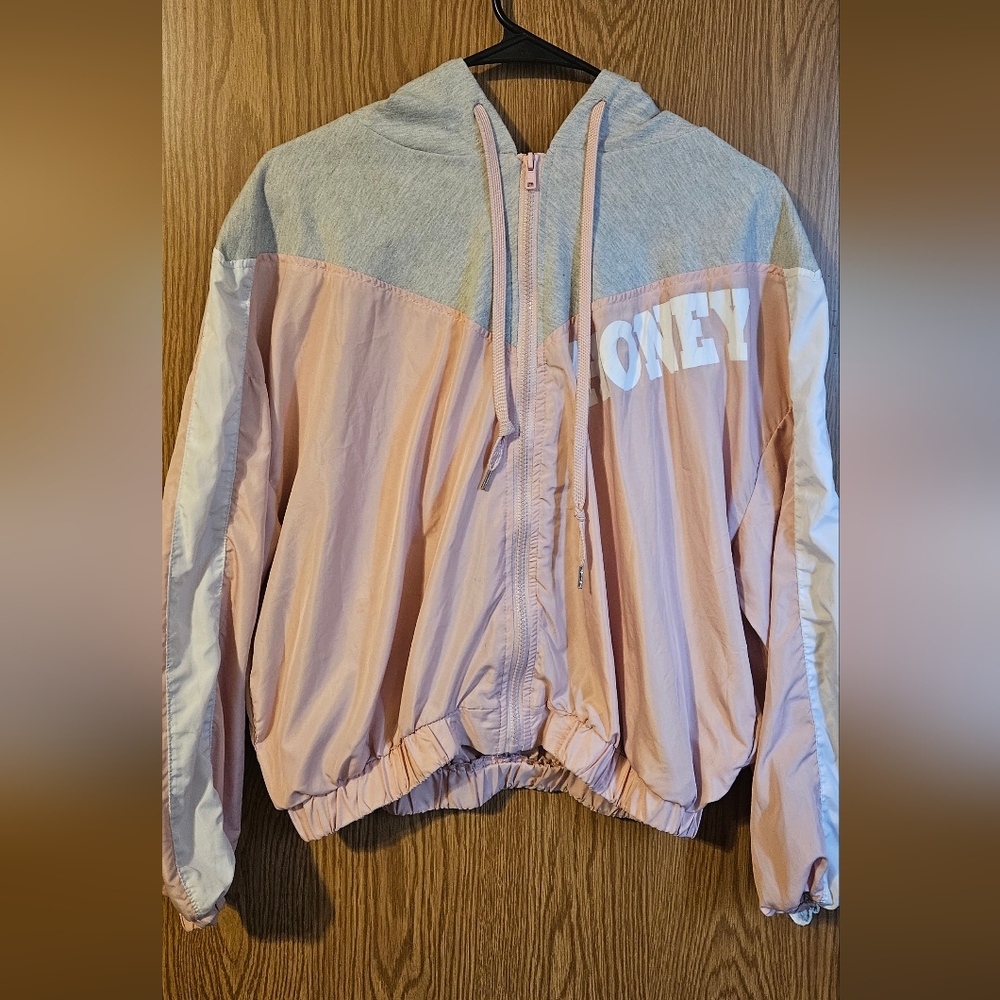 Women's Pink and Gray Bomber Jacket